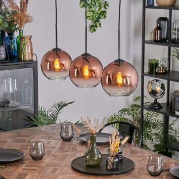 Koyoto Lámparas suspendidas, Luminarias esféricas, Lámparas colgantes Transparente, Color cobre, 3 luces