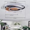 Rapoila Plafones LED Color madera, Negro, 1 luz