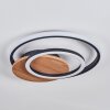 Rapoila Plafones LED Color madera, Negro, 1 luz