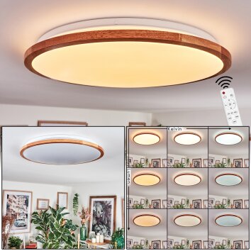 Nogueira Plafones, Panel LED Crudo, Blanca, 1 luz, Mando a distancia