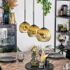 Koyoto Lámparas suspendidas, Luminarias esféricas, Lámparas colgantes dorado, Transparente, 3 luces