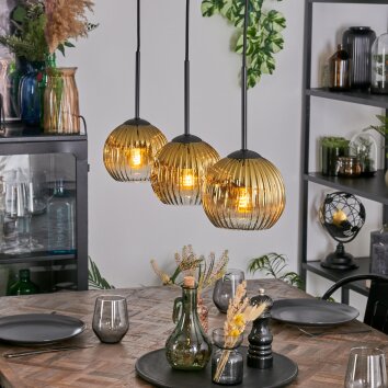 Koyoto Lámparas suspendidas, Luminarias esféricas, Lámparas colgantes dorado, Transparente, 3 luces