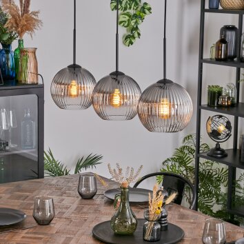Koyoto Lámparas suspendidas, Luminarias esféricas, Lámparas colgantes Transparente, Ahumado, 3 luces