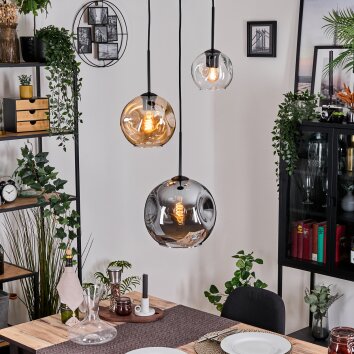 Koyoto Lámparas suspendidas, Luminarias esféricas, Lámparas colgantes, Lámpara colgante de clúster Colores ámbar, Transparente, Ahumado, 3 luces