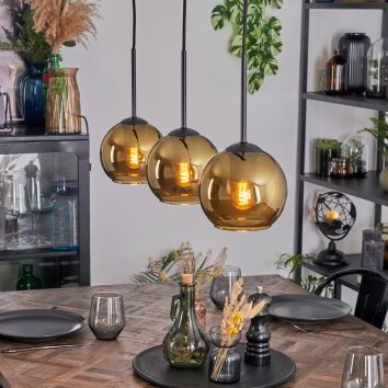 Koyoto Lámparas suspendidas, Luminarias esféricas, Lámparas colgantes dorado, 3 luces