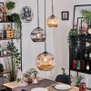 Ripoll Lámparas suspendidas, Luminarias esféricas, Lámparas colgantes, Lámpara colgante de clúster Colores ámbar, Cromo, Ahumado, 3 luces