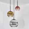 Ripoll Lámparas suspendidas, Luminarias esféricas, Lámparas colgantes, Lámpara colgante de clúster Cromo, dorado, Transparente, Color cobre, Ahumado, 3 luces