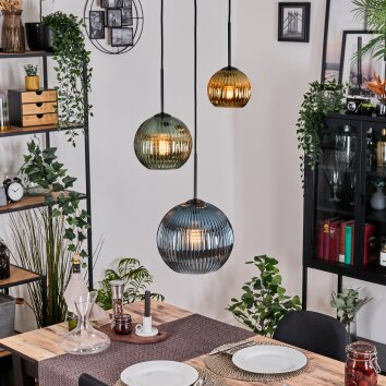Koyoto Lámparas suspendidas, Luminarias esféricas, Lámparas colgantes, Lámpara colgante de clúster 30 cm Azul, dorado, Verde, 3 luces