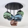Koyoto Plafones, Luminarias esféricas 45 cm Azul, Verde, Color cobre, 5 luces