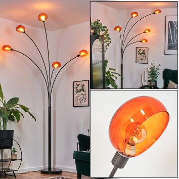 Nikkala Lámpara de pie Cromo, Negro, 5 luces