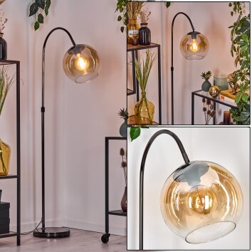 Koyoto Lámpara de pie, Lámparas de pie tipo arco Cromo, Negro, 1 luz