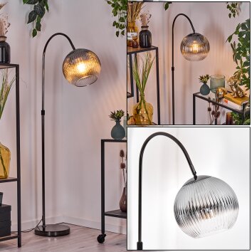 Koyoto Lámpara de pie, Lámparas de pie tipo arco Cromo, Negro, 1 luz