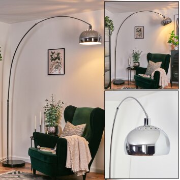 Baloca Lámpara de pie Cromo, Negro, 1 luz