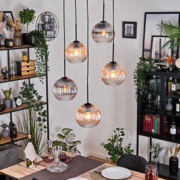 Koyoto Lámparas suspendidas, Luminarias esféricas, Lámpara colgante de clúster Colores ámbar, Transparente, Ahumado, 5 luces