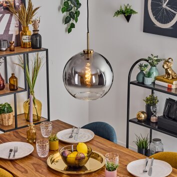 Koyoto Lámparas suspendidas, Luminarias esféricas, Lámparas colgantes dorado, Negro, 1 luz