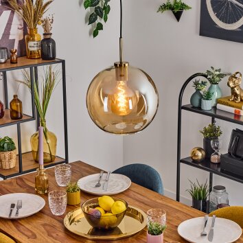 Koyoto Lámparas suspendidas, Luminarias esféricas, Lámparas colgantes dorado, Negro, 1 luz