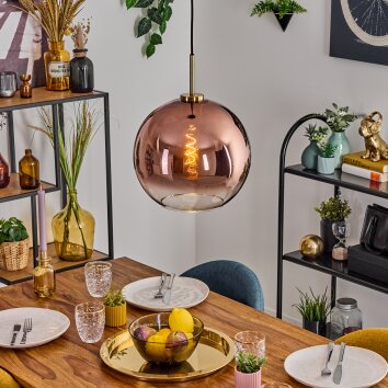 Koyoto Lámparas suspendidas, Luminarias esféricas, Lámparas colgantes dorado, Negro, 1 luz