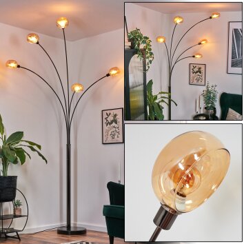 Nikkala Lámpara de pie Cromo, Negro, 5 luces