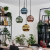 Koyoto Lámparas suspendidas, Luminarias esféricas, Lámpara colgante de clúster 35 cm Azul, dorado, Verde, Color cobre, 4 luces