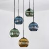 Koyoto Lámparas suspendidas, Luminarias esféricas, Lámpara colgante de clúster 45 cm Azul, dorado, Verde, 5 luces