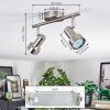 Edain Plafones, Spot techo LED Cromo, Níquel-mate, 2 luces