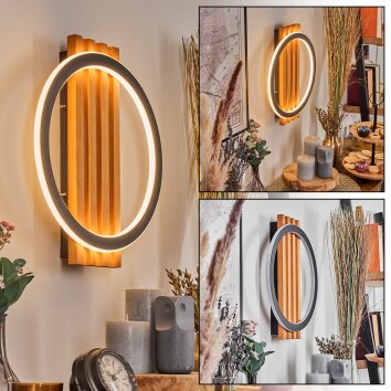 Pompu Apliques LED Crudo, Negro, 1 luz