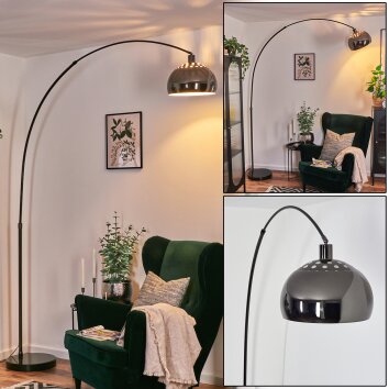 Baloca Lámpara de pie Cromo, Negro, 1 luz