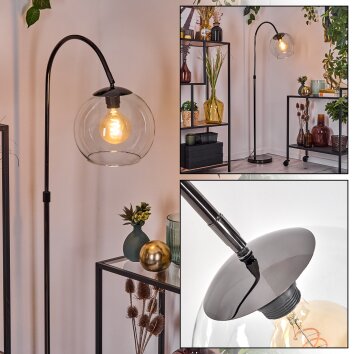 Koyoto Lámpara de pie Cromo, Negro, 1 luz