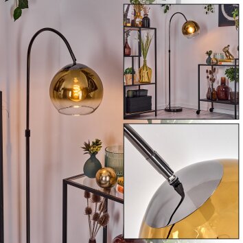 Koyoto Lámpara de pie, Lámparas de pie tipo arco Cromo, Negro, 1 luz