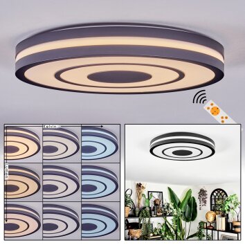 Ganor Plafones LED Negro, Blanca, 1 luz, Mando a distancia