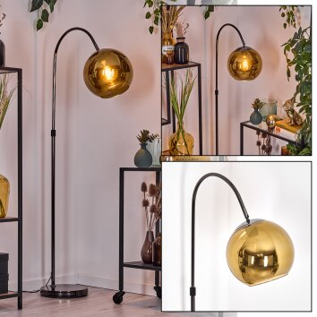 Koyoto Lámpara de pie Cromo, Negro, 1 luz