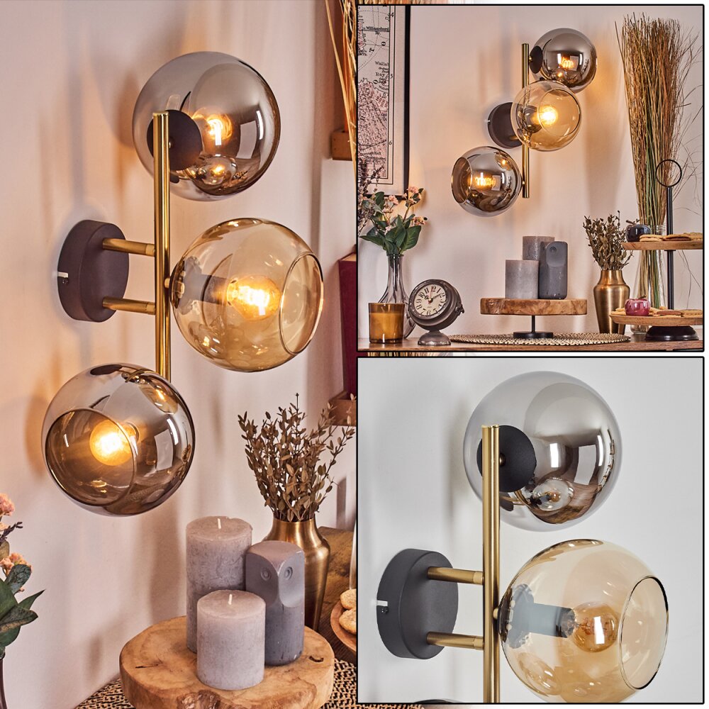 Koyoto Luminarias esféricas, Apliques dorado, Negro, 3 luces main product photo