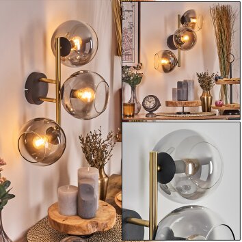 Koyoto Luminarias esféricas, Apliques dorado, Negro, 3 luces