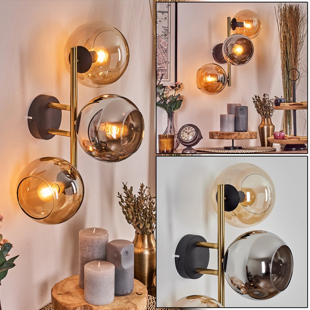 Koyoto Luminarias esféricas, Apliques dorado, Negro, 3 luces main product photo