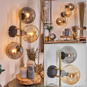 Gastor Luminarias esféricas, Apliques 42 cm dorado, Negro, 3 luces