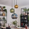 Koyoto Lámparas suspendidas, Luminarias esféricas, Lámpara colgante de clúster 30 cm Azul, dorado, Verde, 3 luces