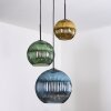 Koyoto Lámparas suspendidas, Luminarias esféricas, Lámpara colgante de clúster 30 cm Azul, dorado, Verde, 3 luces