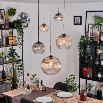 Koyoto Lámparas suspendidas, Luminarias esféricas, Lámpara colgante de clúster Colores ámbar, Transparente, Ahumado, 5 luces