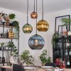 Koyoto Lámparas suspendidas, Luminarias esféricas, Lámpara colgante de clúster 35 cm Azul, dorado, Verde, Color cobre, 4 luces