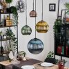 Koyoto Lámparas suspendidas, Luminarias esféricas, Lámpara colgante de clúster 35 cm Azul, dorado, Verde, Color cobre, 4 luces