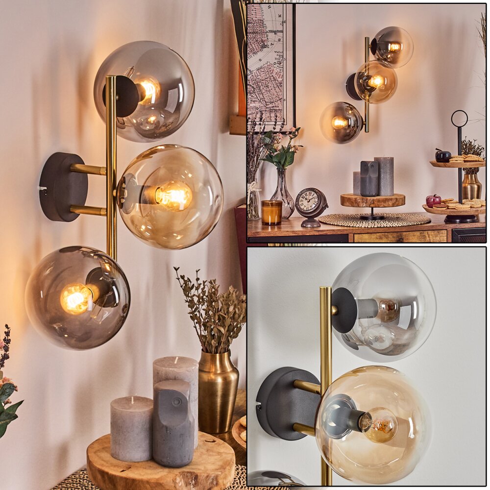 Gastor Luminarias esféricas, Apliques dorado, Negro, 3 luces main product photo