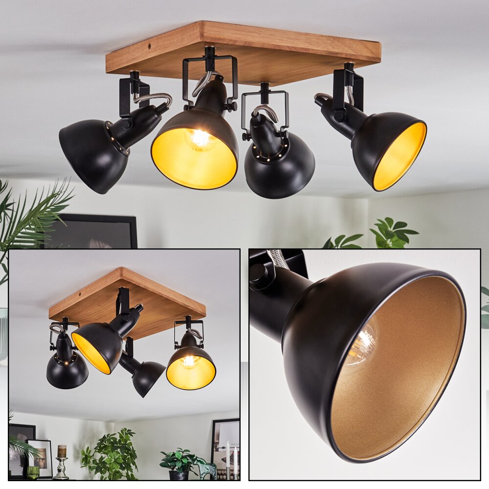 Hagan Plafones, Spot techo Cromo, Crudo, Negro, 4 luces main product photo