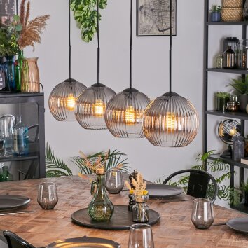Koyoto Lámparas suspendidas, Luminarias esféricas, Lámparas colgantes Transparente, Ahumado, 4 luces