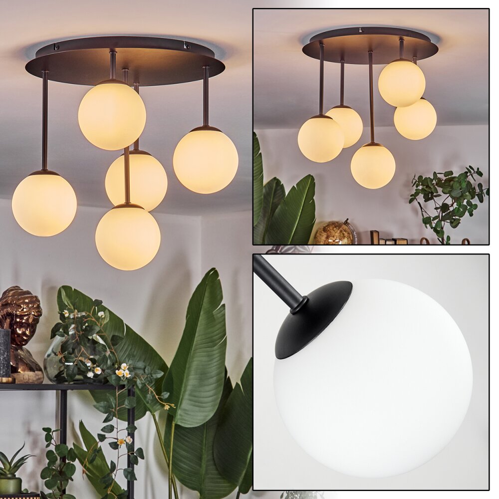Chehalis Plafones, Luminarias esféricas Blanca, 5 luces main product photo