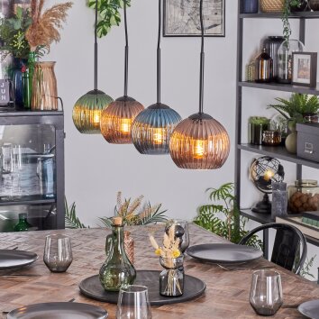 Koyoto Lámparas suspendidas, Luminarias esféricas, Lámparas colgantes Azul, Verde, Color cobre, 4 luces