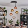 Koyoto Lámparas suspendidas, Luminarias esféricas, Lámpara colgante de clúster Cromo, dorado, Transparente, Color cobre, Ahumado, 5 luces