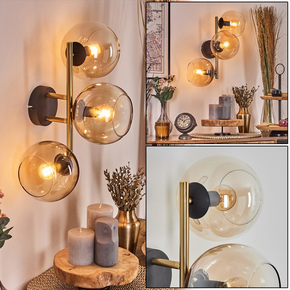 Koyoto Luminarias esféricas, Apliques dorado, Negro, 3 luces main product photo