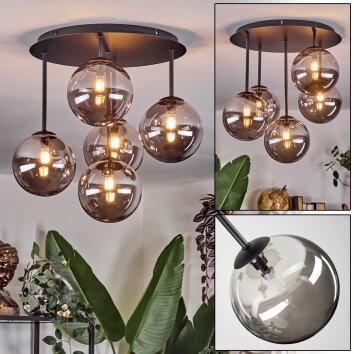 Chehalis Plafones, Luminarias esféricas 45 cm Ahumado, 5 luces