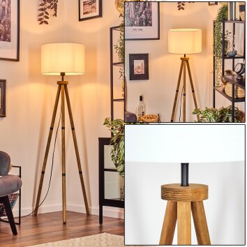 Soungou Lámpara de pie Madera oscura, Negro, 1 luz