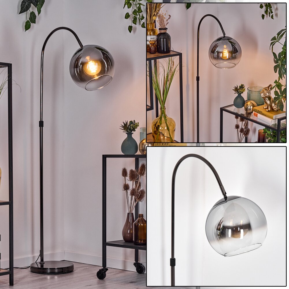 Koyoto Lámpara de pie Cromo, Negro, 1 luz main product photo